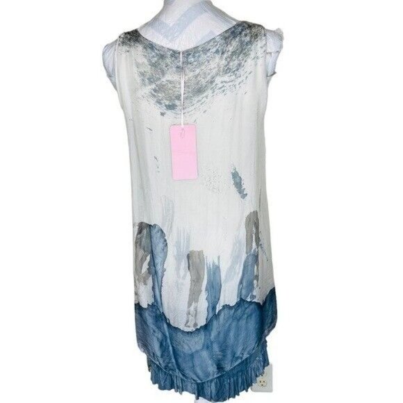 OBSESSION Milan London PARIS 8906M TIE DYE TIERED SILK DRESS DENIM Size Small - Picture 4 of 7